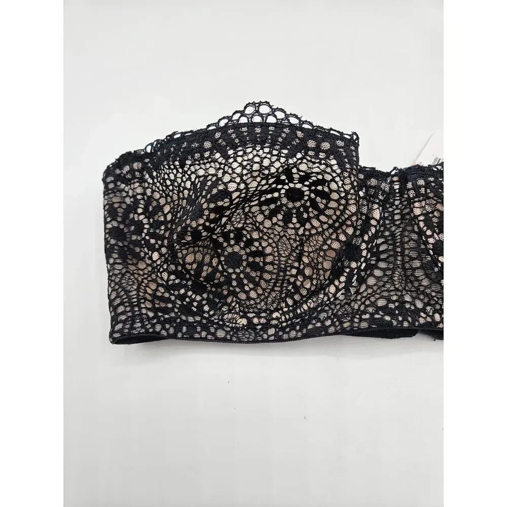 Free People Womens Starla Black Underwire‎ Balconette Bra Size 32A NWT